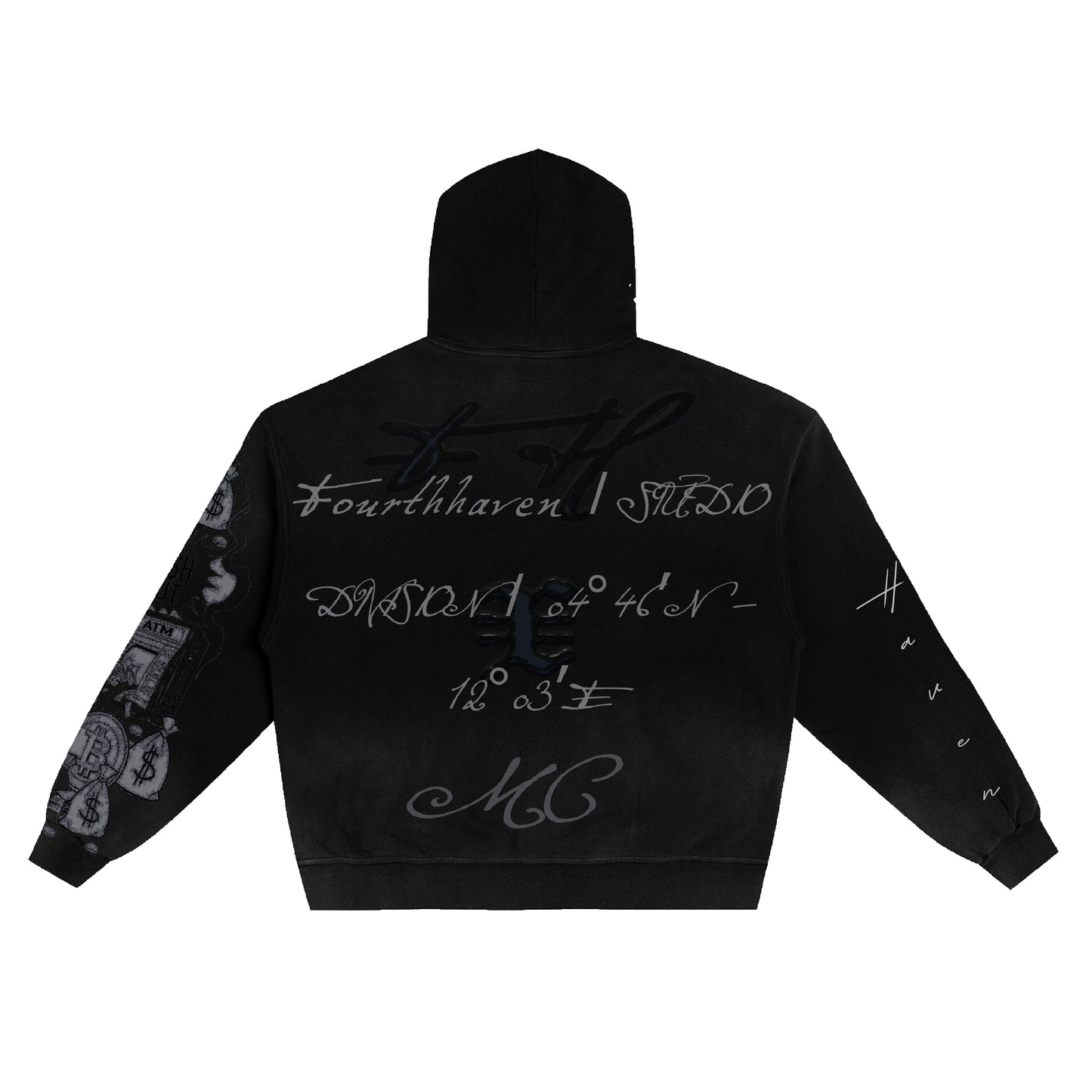 Black Distressed Zip-Up Jacket