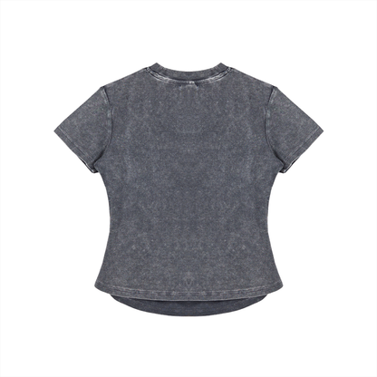 Vintage washed,Bodycon,Cotton t - shirt ,280gsm,Womens,Essentials