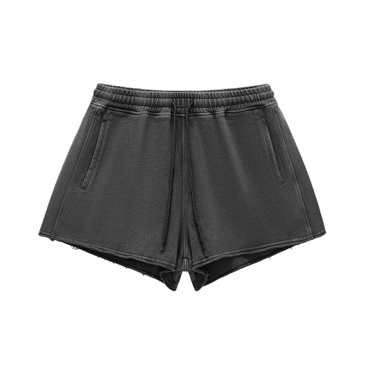 Snow washed,Raw edge,Drawstring ,Shorts ,Womens