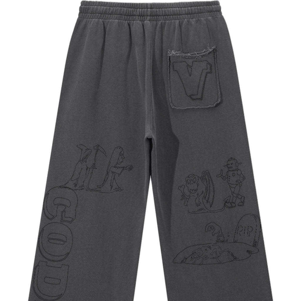 MAISON CODEX GREY RAW EDGE ARCHIVE SWEATPANT.