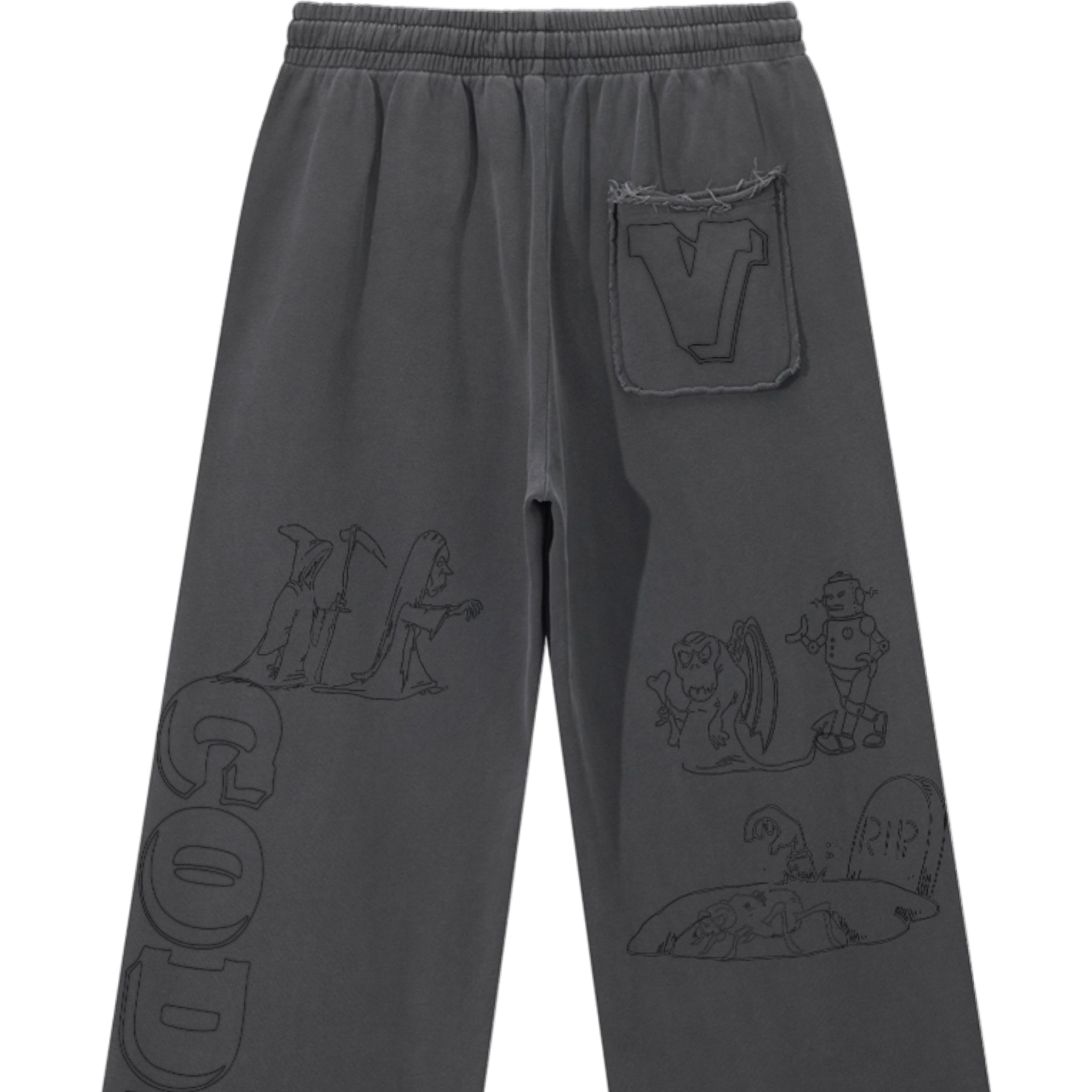 MAISON CODEX GREY RAW EDGE ARCHIVE SWEATPANT.