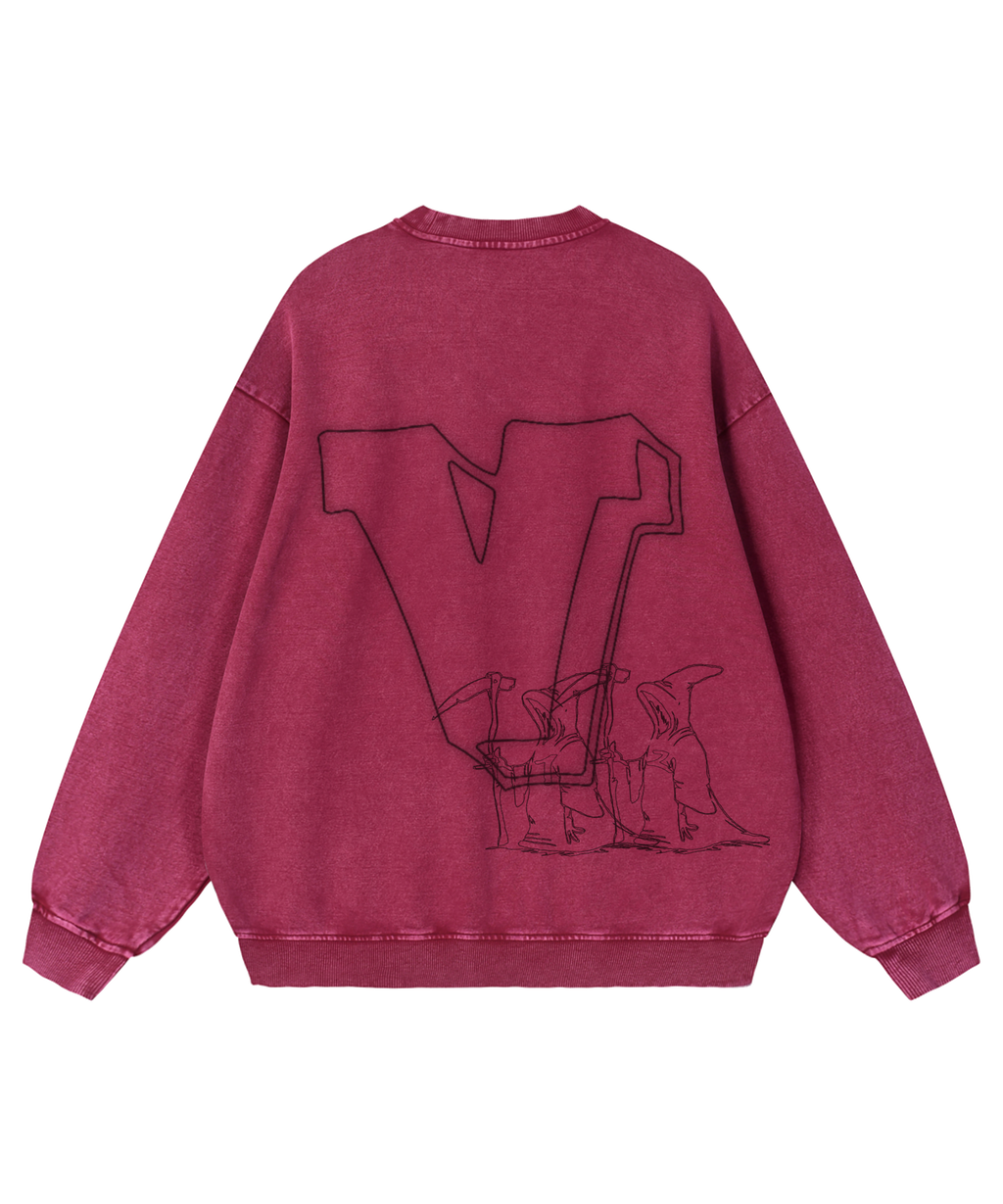 Maison Codex Snow Washed Oversized Sweats Maroon.