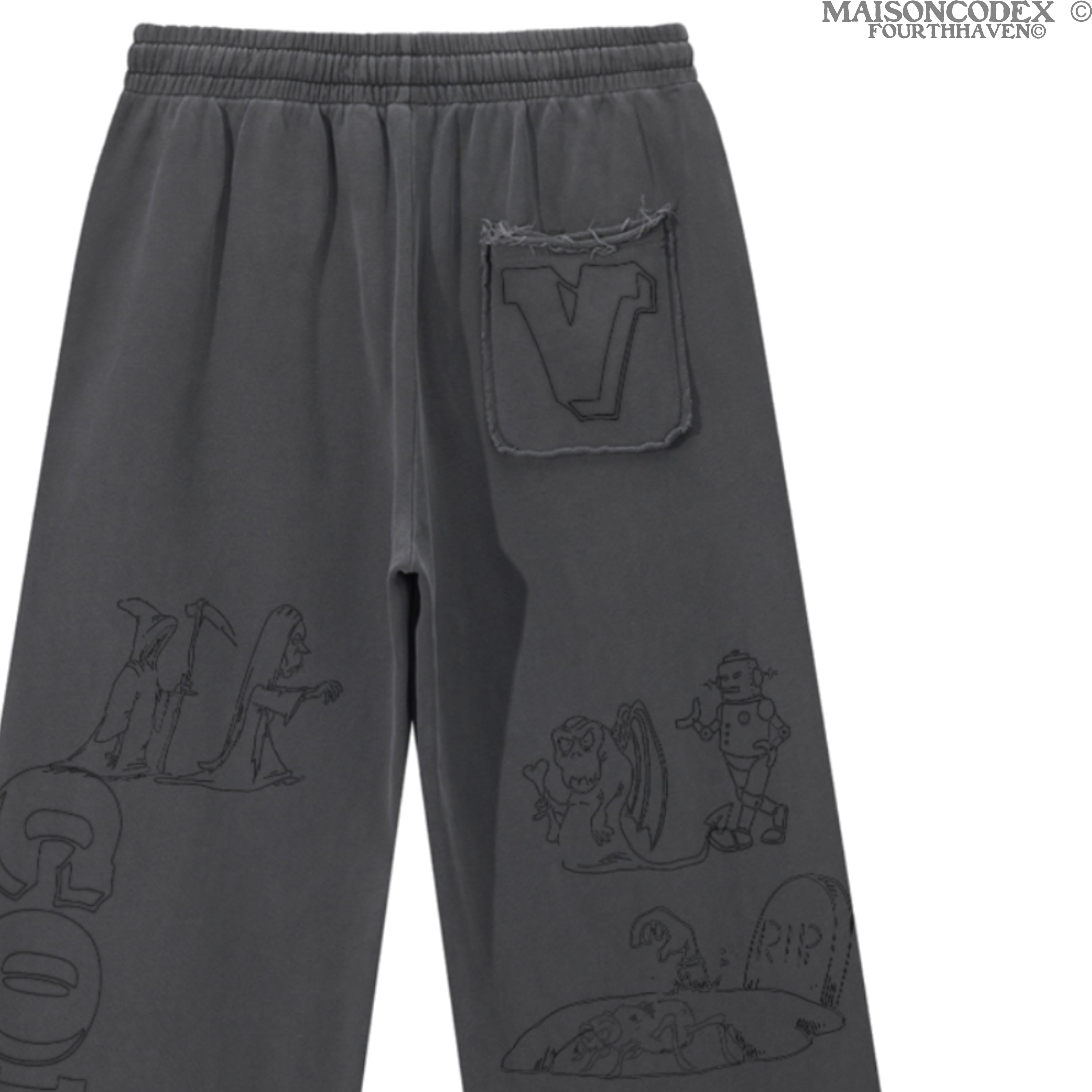 MAISON CODEX GREY RAW EDGE ARCHIVE SWEATPANT