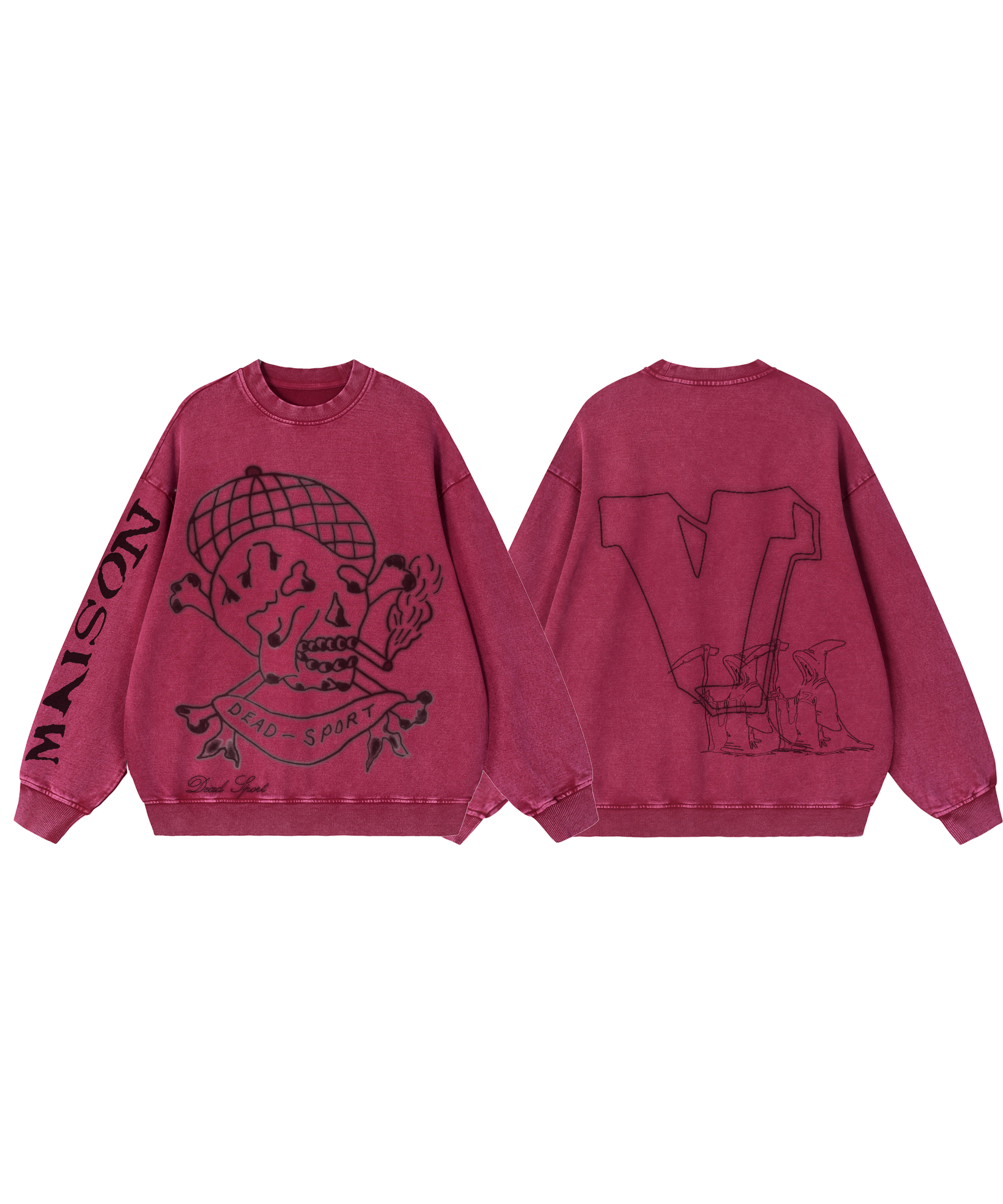 Maison Codex Snow Washed Oversized Sweats Maroon.