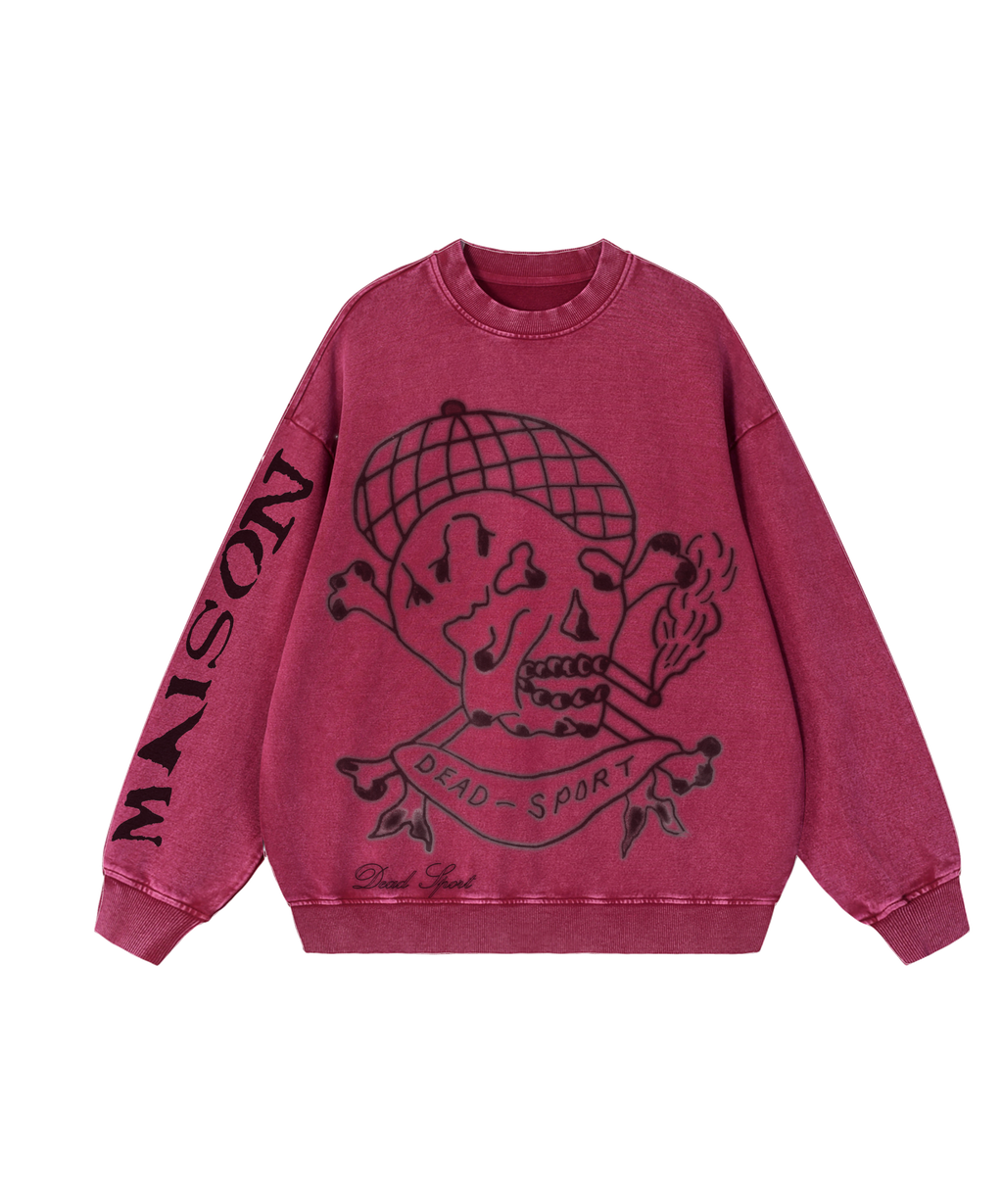 Maison Codex Snow Washed Oversized Sweats Maroon.