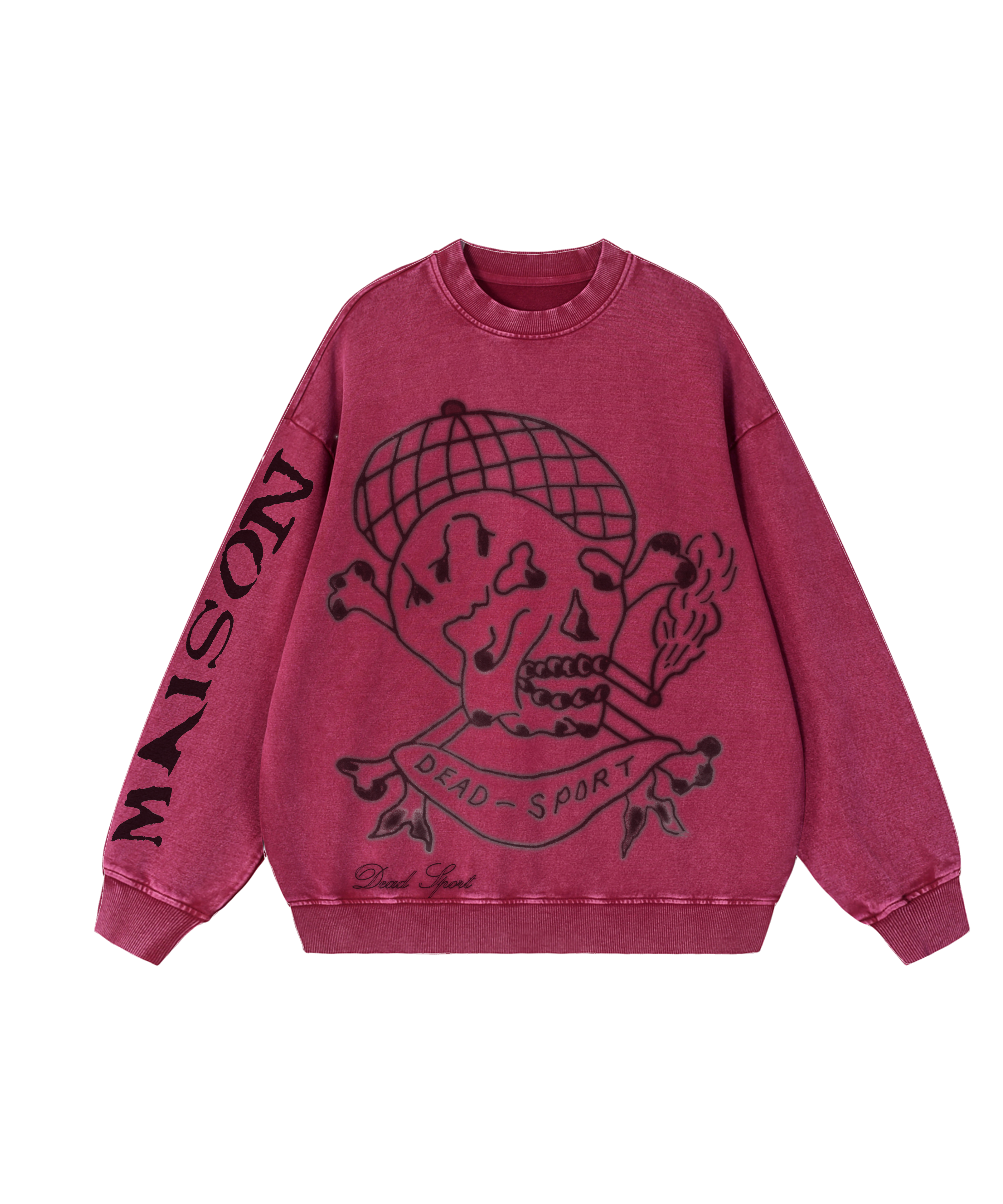 Maison Codex Snow Washed Oversized Sweats Maroon.