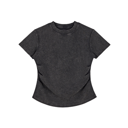 Vintage washed,Bodycon,Cotton t - shirt ,280gsm,Womens,Essentials