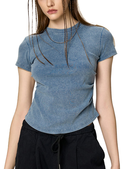 Vintage washed,Bodycon,Cotton t - shirt ,280gsm,Womens,Essentials