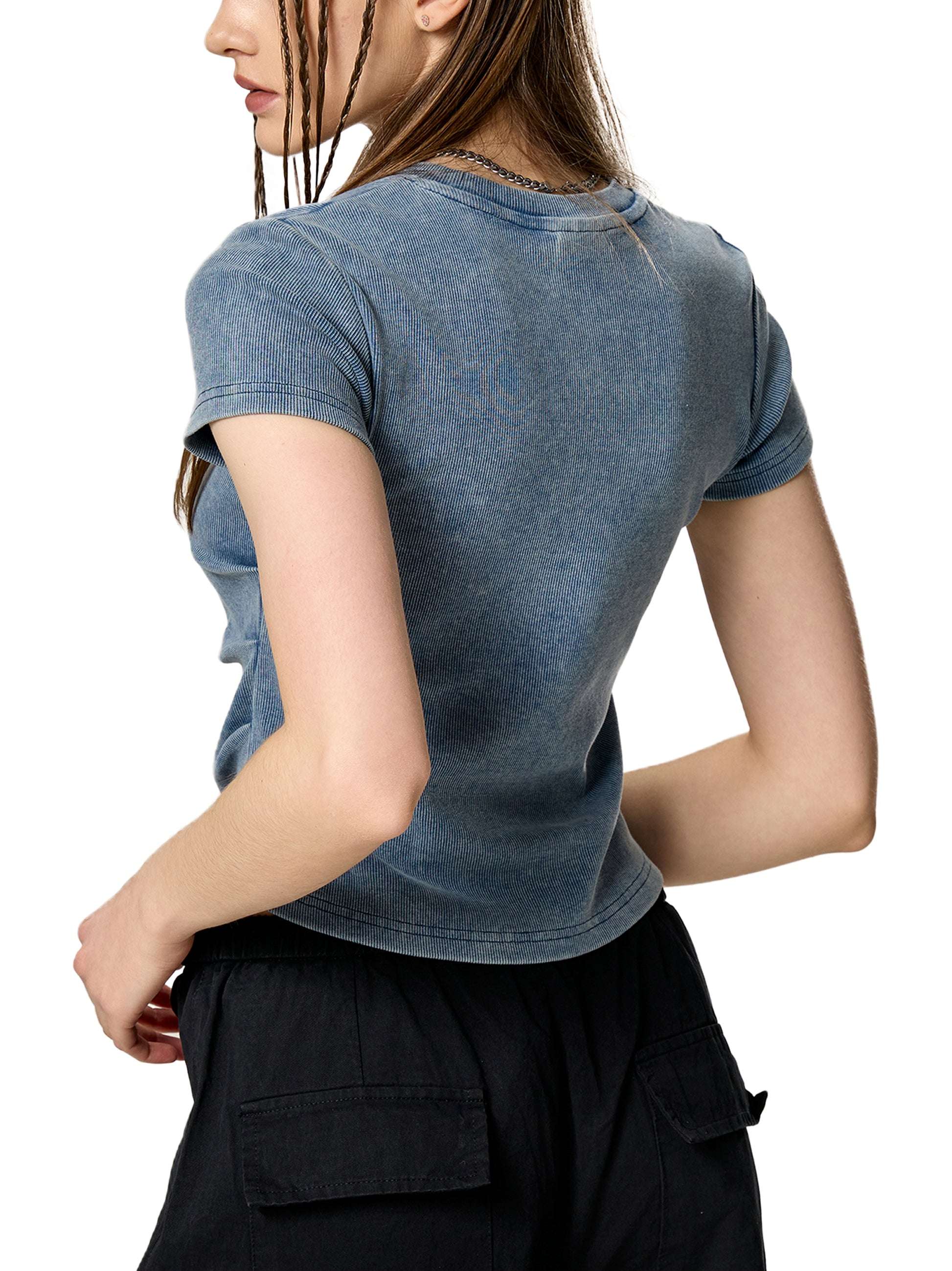 Vintage washed,Bodycon,Cotton t - shirt ,280gsm,Womens,Essentials